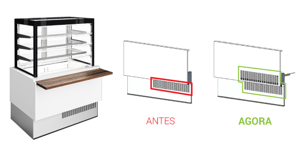 Altera&ccedil;&atilde;o do painel de decora&ccedil;&atilde;o frontal das vitrinas refrigeradas FRESCO