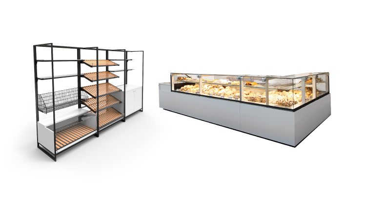URBAN bread wall displays and DAISY bakery display units.