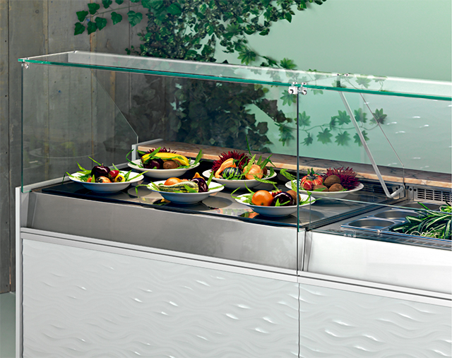 Chilled and heated E-LINE SLIM display counters for take-away from JORD&Atilde;O.