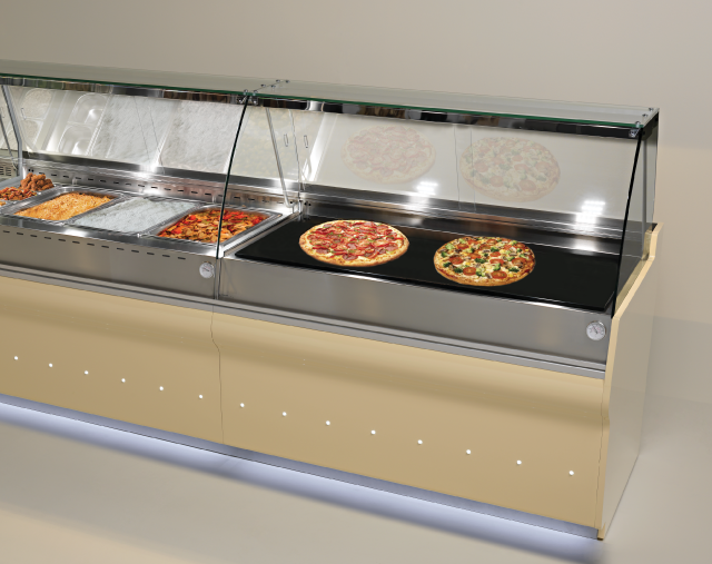 E-LINE heated display counters for hot food from JORDÃO.
