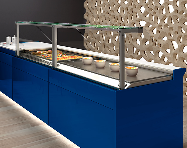 Vitrinas aquecidas para alimentos e pratos quentes em take-away KUBO da JORD&Atilde;O.