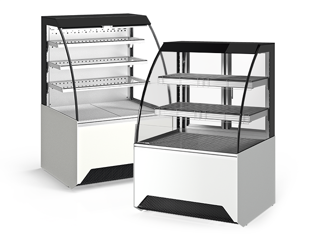 VISTA Grab'n'Go refrigerada com costas e modelo aquecido com portas de servi&ccedil;o.